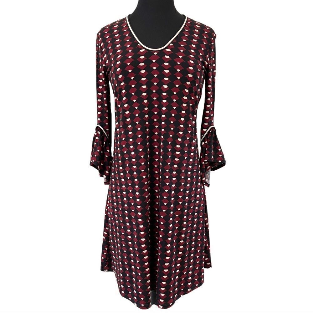 Lark & Ro Patterned V-Neck Dress Sz S
